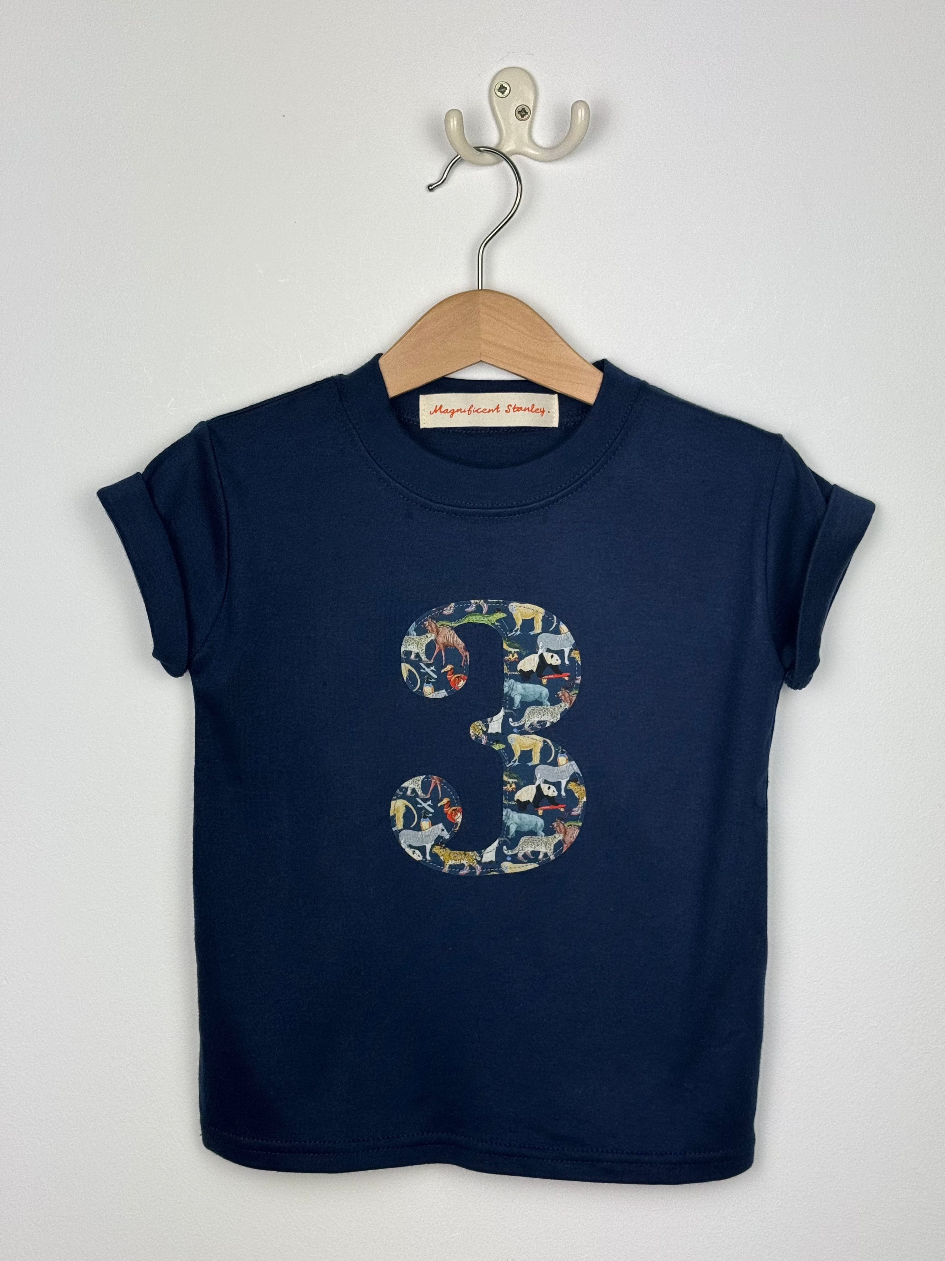 Magnificent Stanley '3' Queue For the Zoo Navy S/S Tee *2-3yrs*