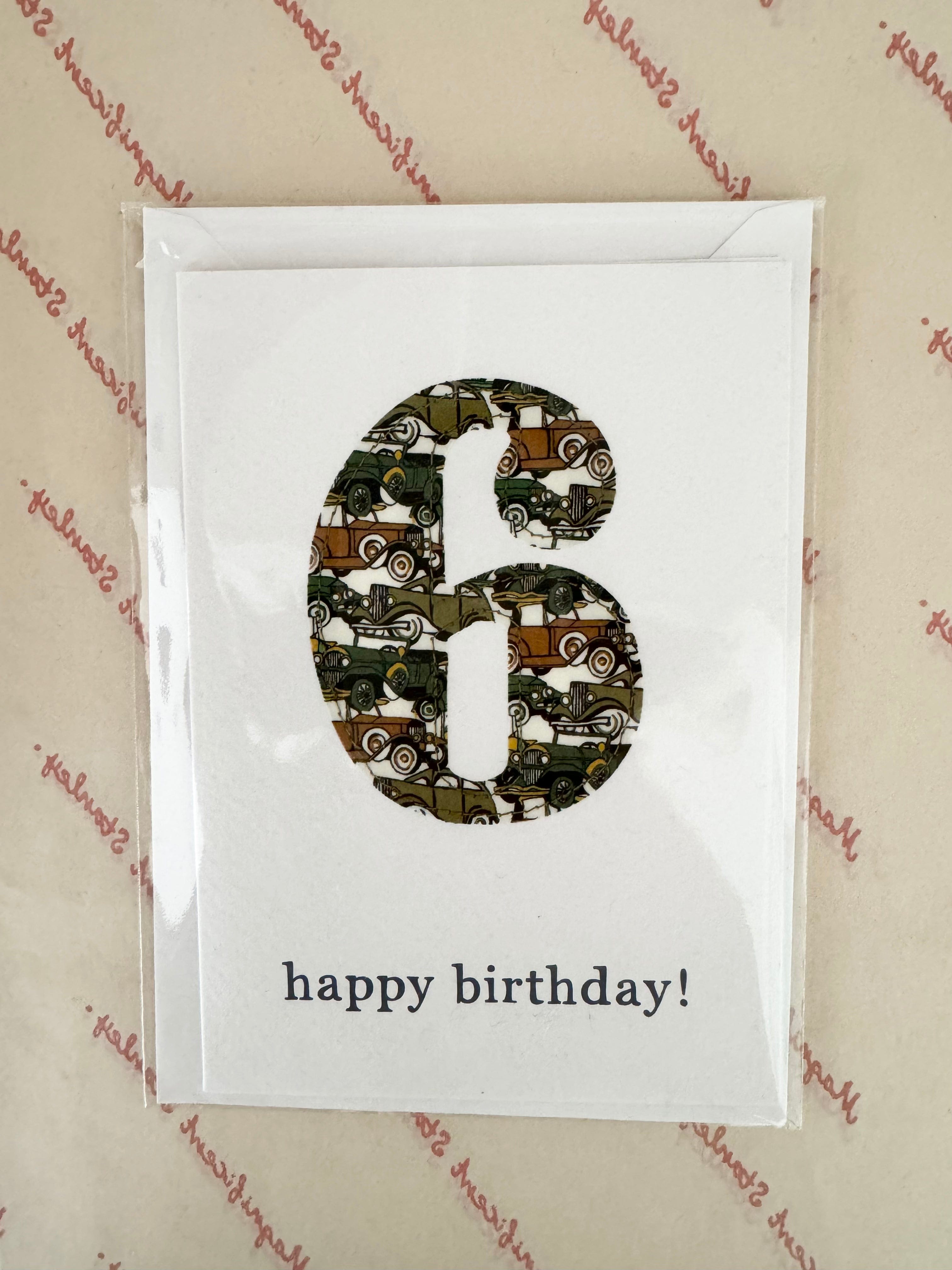 Magnificent Stanley '6' Roaring Wheels Birthday Card