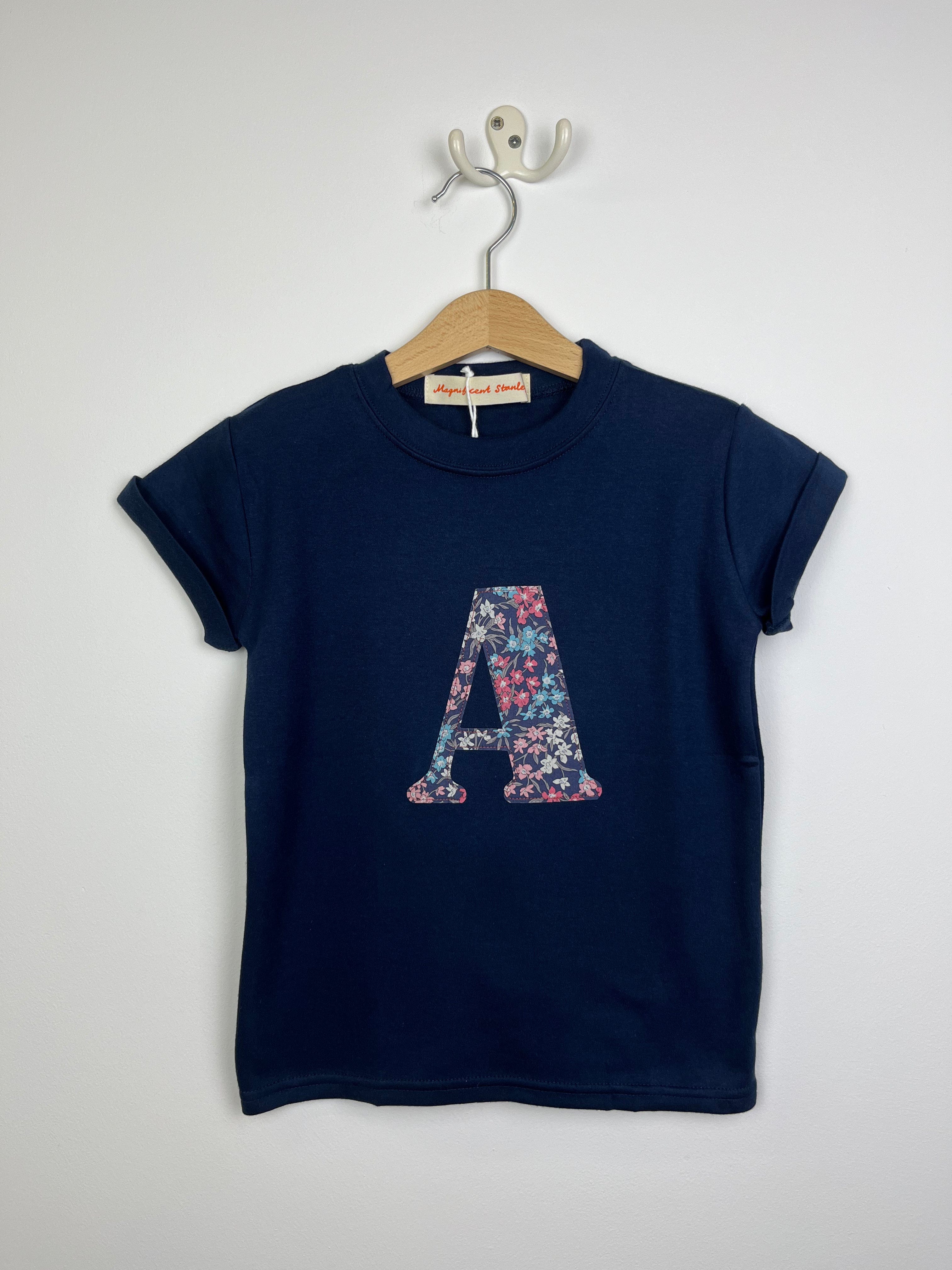 Magnificent Stanley 'A' Front '3' Back Sea Blossom Navy S/S Tee 3-4yrs