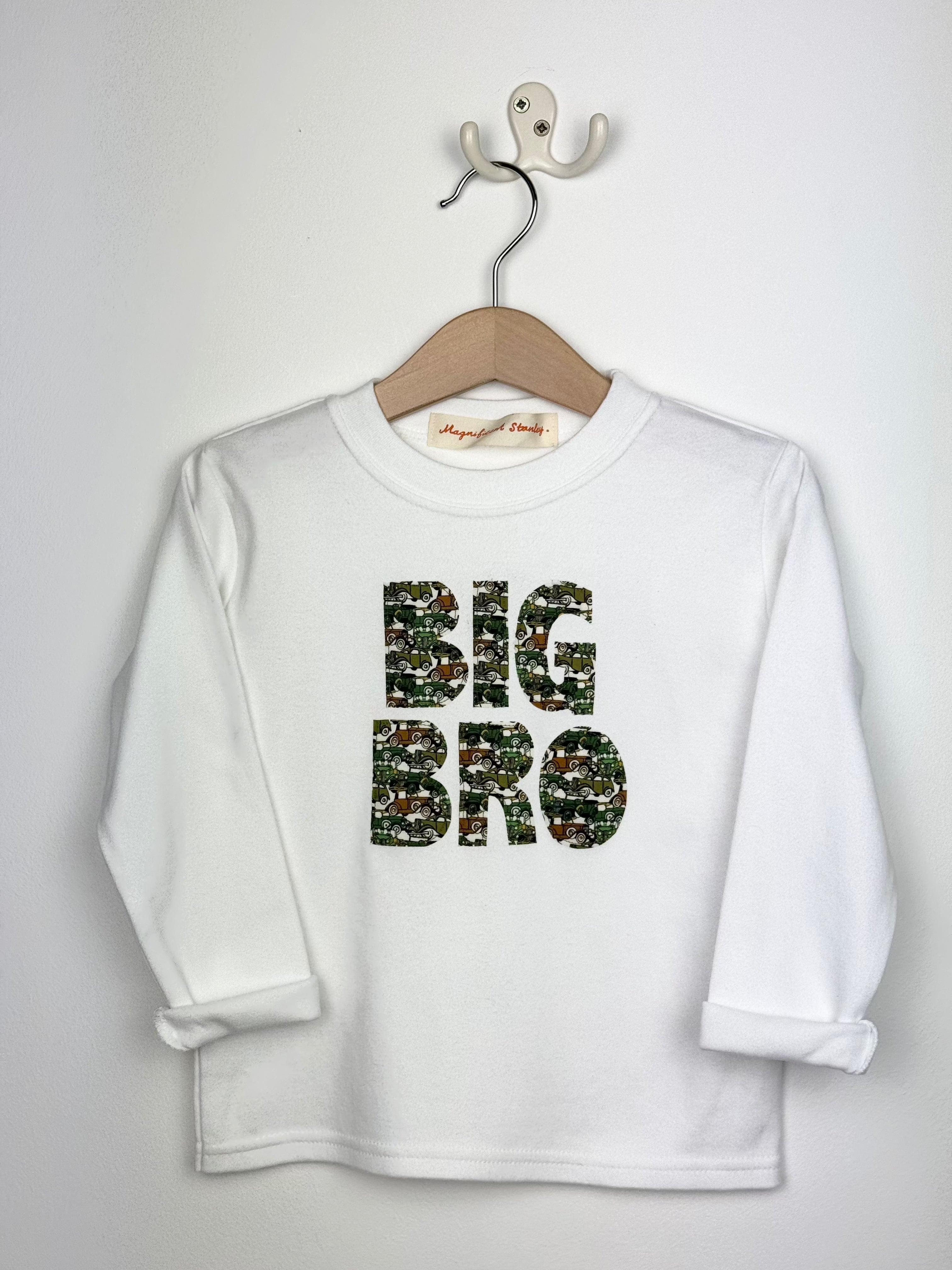 Magnificent Stanley BIG BRO Roaring Wheels White L/S Tee 1-2yrs