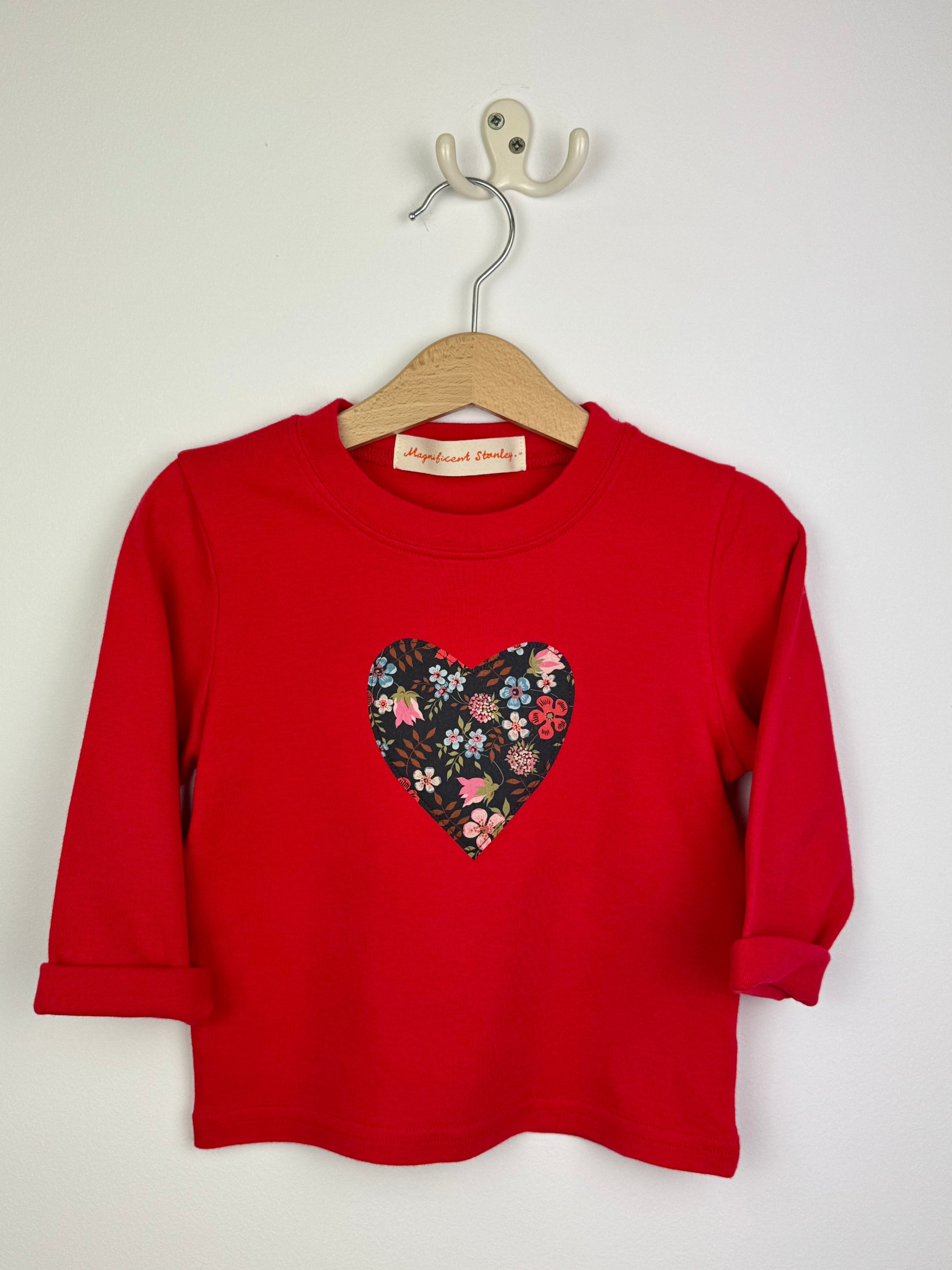 Magnificent Stanley Heart Edenham Red L/S Tee 6-12m