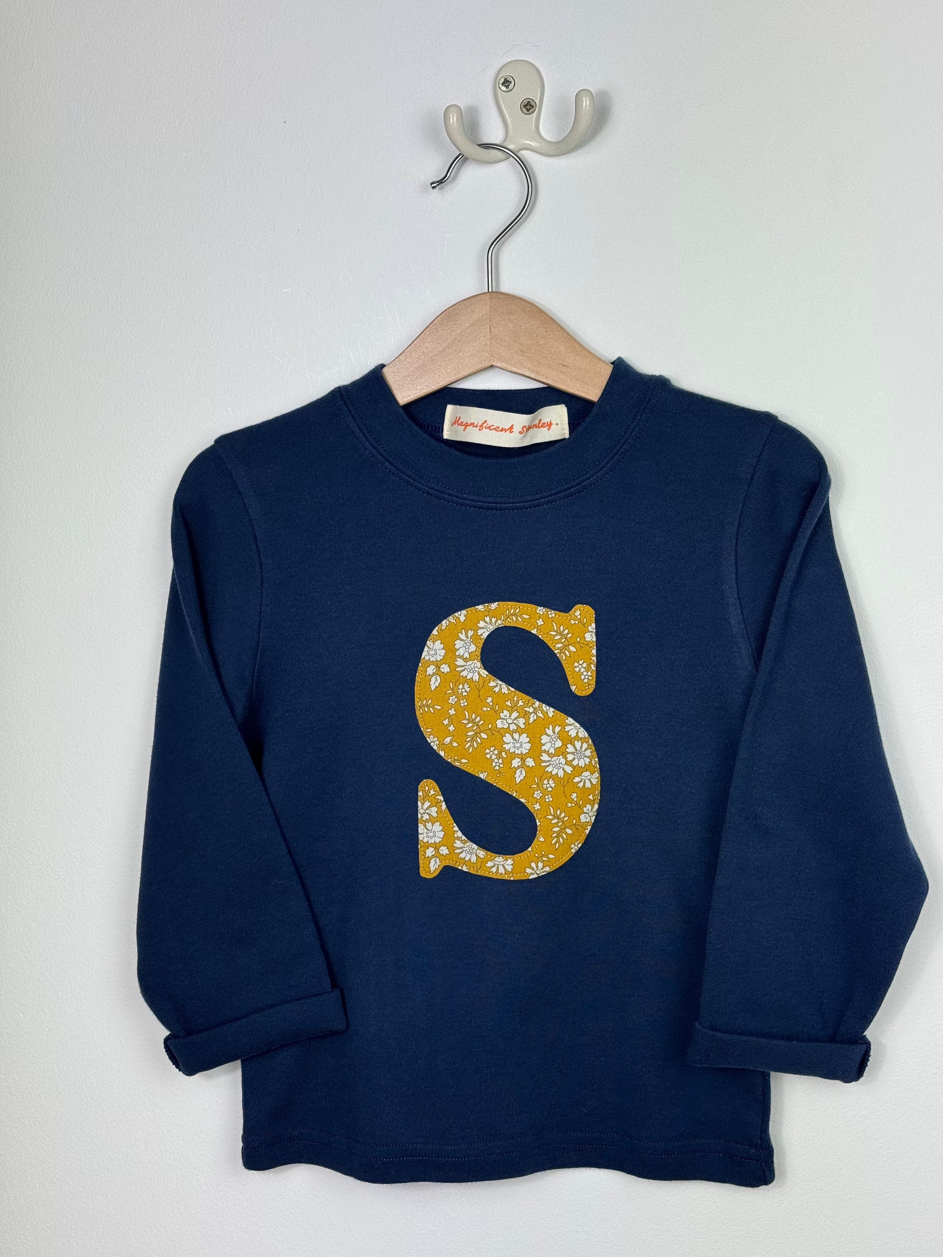 Magnificent Stanley 'S' Capel Mustard Navy L/S Tee 1-2yrs