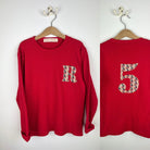 Magnificent Stanley Small 'R' front Large '5' back Samols Red L/S Tee 5-6yrs