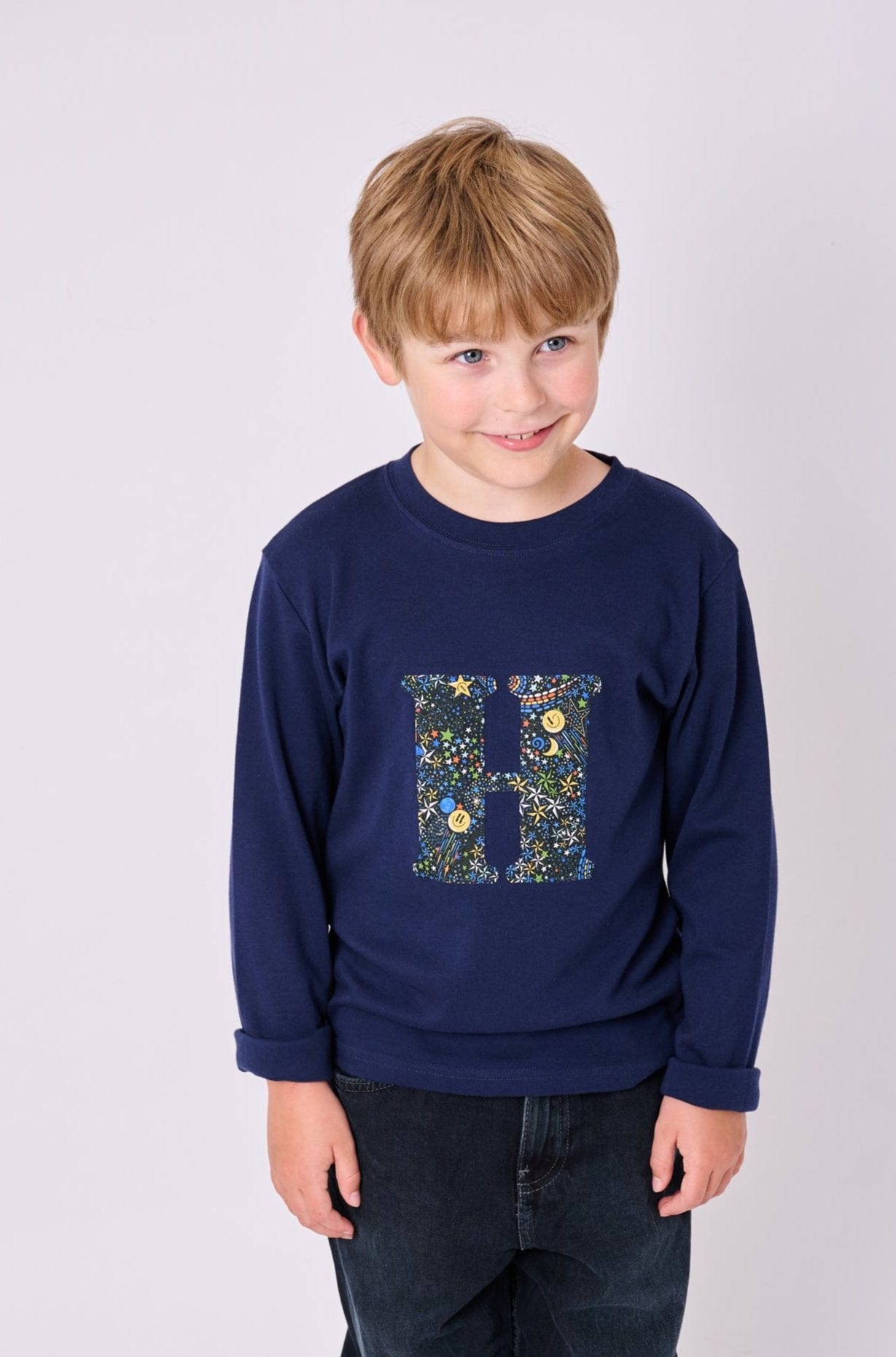 Magnificent Stanley Tee Personalised Navy T-Shirt in Adelajda in Space Liberty Print