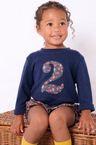 Magnificent Stanley Tee Personalised or Age Navy T-Shirt in Capel Floret Liberty Print