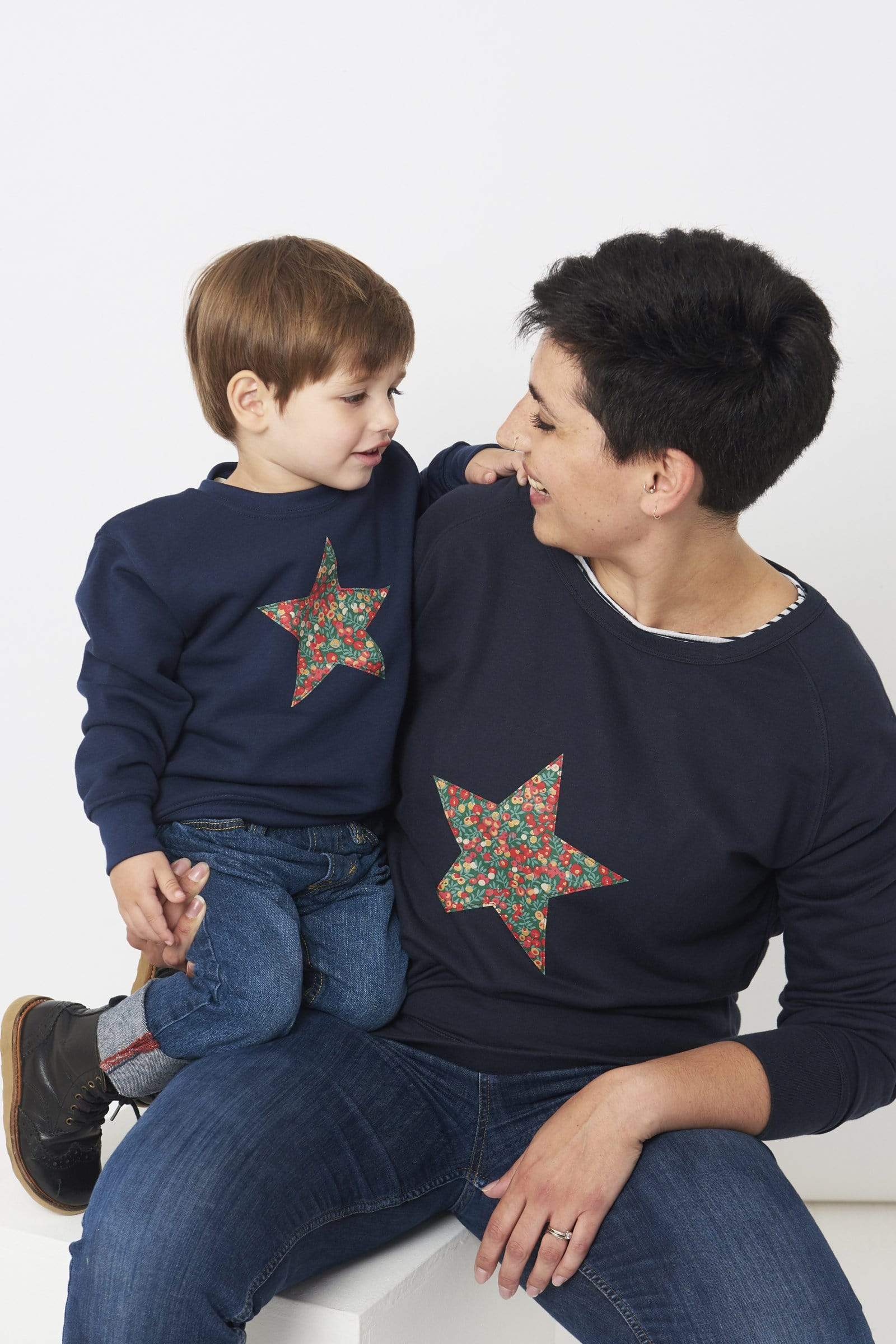 Magnificent Stanley Ladies Sweatshirt Star Navy Ladies Sweatshirt in your Choice of Liberty Print