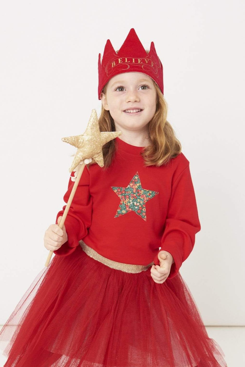 Magnificent Stanley Tee Red Star T-Shirt in Glitter Wiltshire Liberty Print